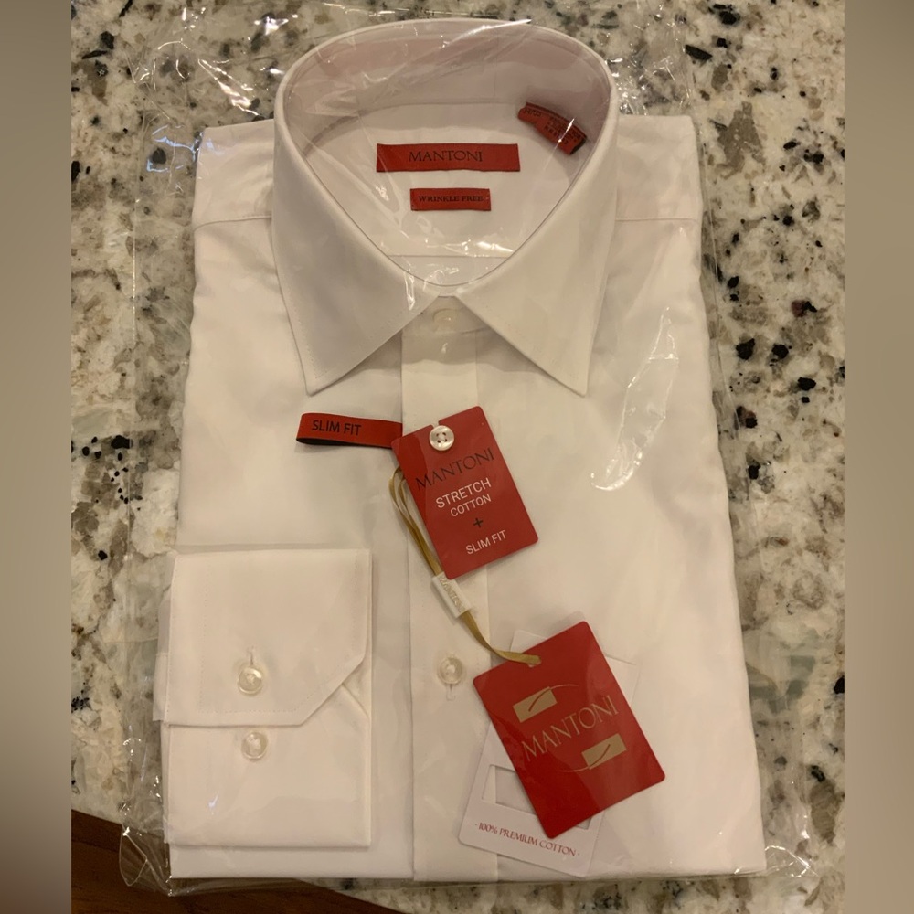 Manton White Slim Fit Men's Dress Shirt